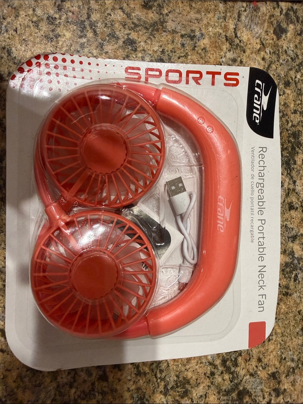Crane Rechargeable Portable Neck Fan - Coral Pink